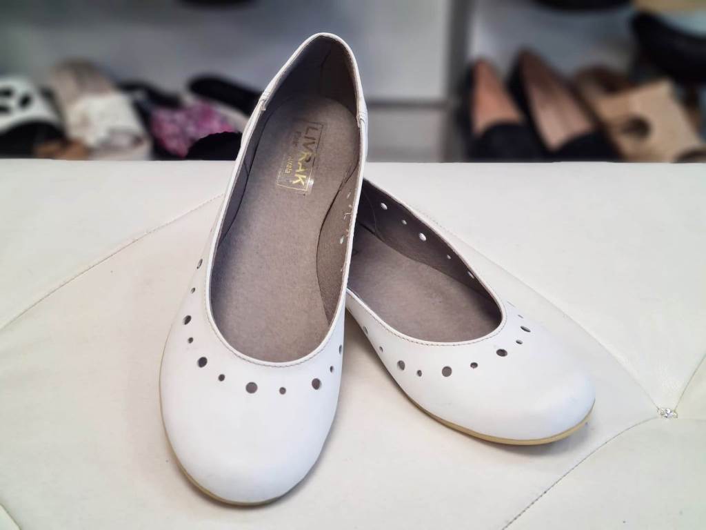 Balerini dama piele albi Ana biashoes.ro imagine reduceri